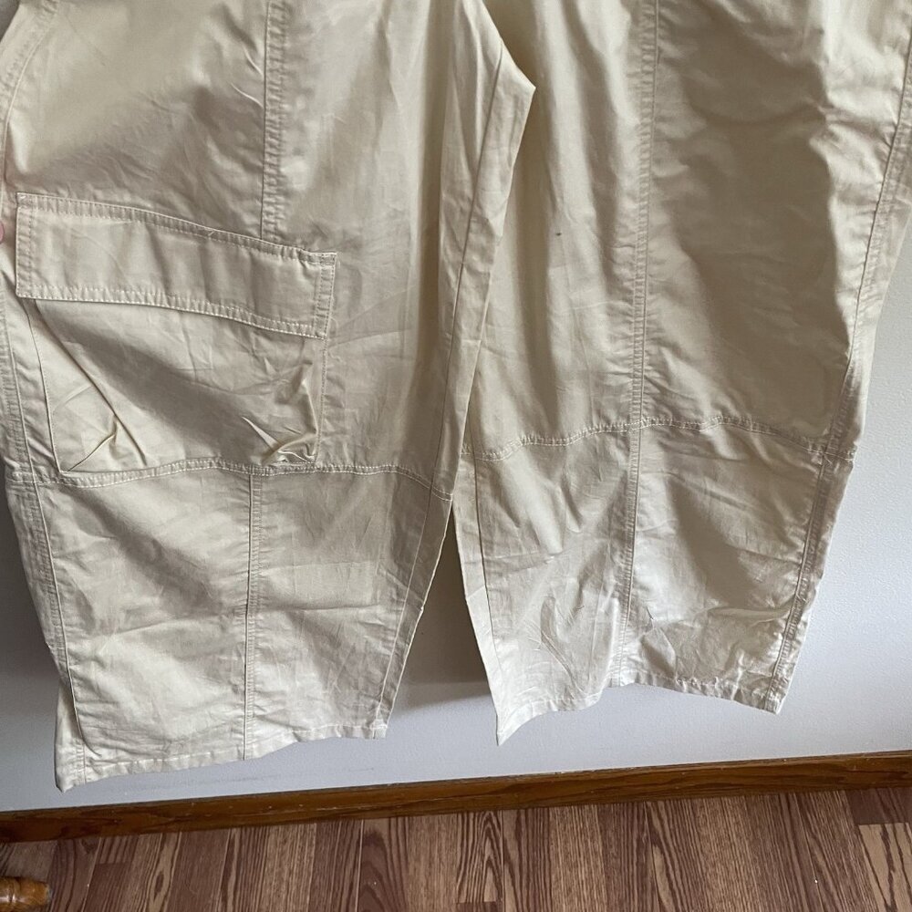 Zara Women XS Beige Cotton Relaxed Short Sleeve Wide Leg Cargo Jumpsuit NWOT - Picture 5 of 13